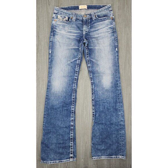 Women's Big Star 26 Long Remy Low Rise Boot Cut Stretch Jeans Western Button - Picture 6 of 9